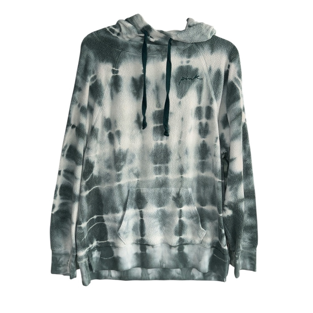 Victorias Secret PINK Hoodie Pullover Sweatshirt Size Small Green White Tie Dye